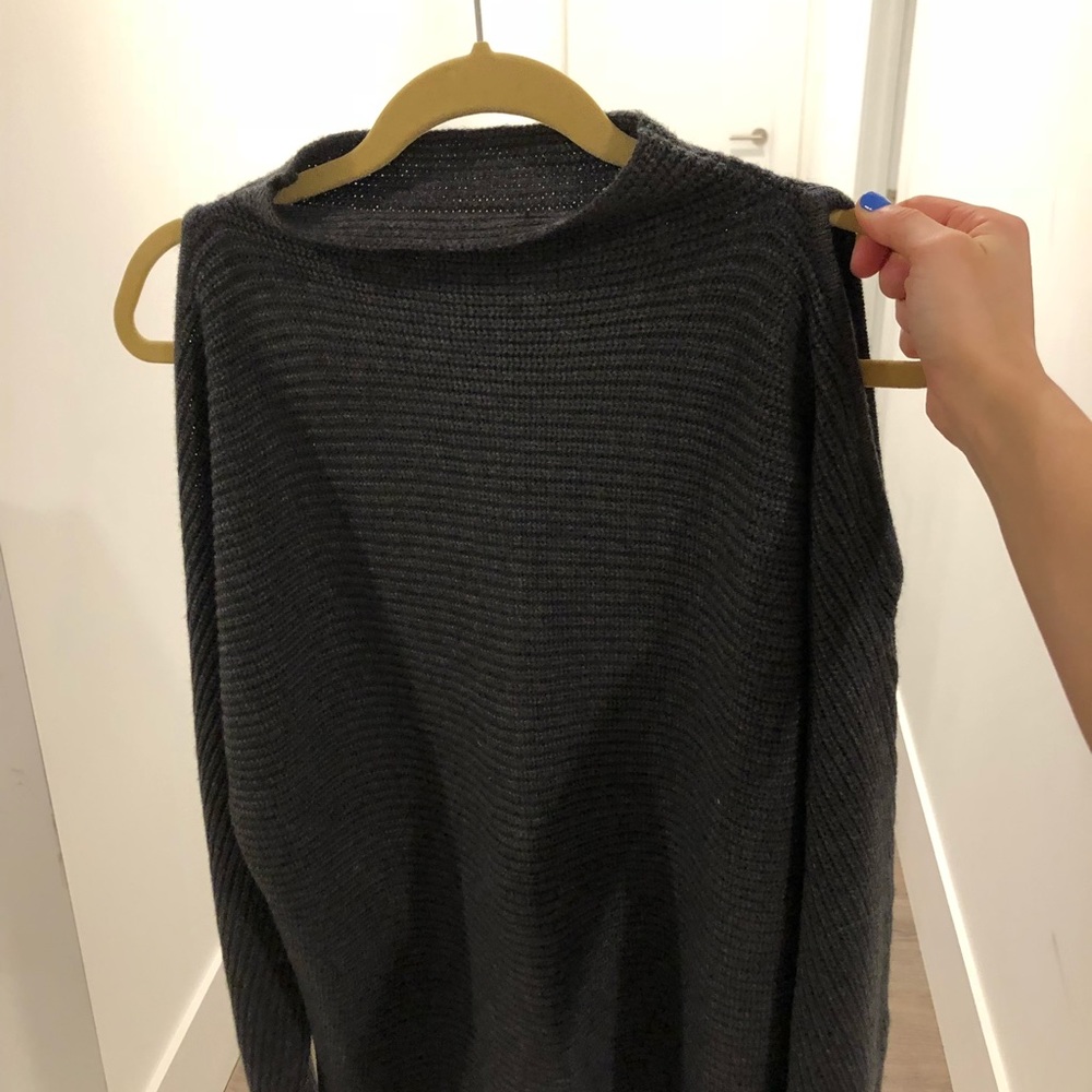 Cold shoulder knit sweater